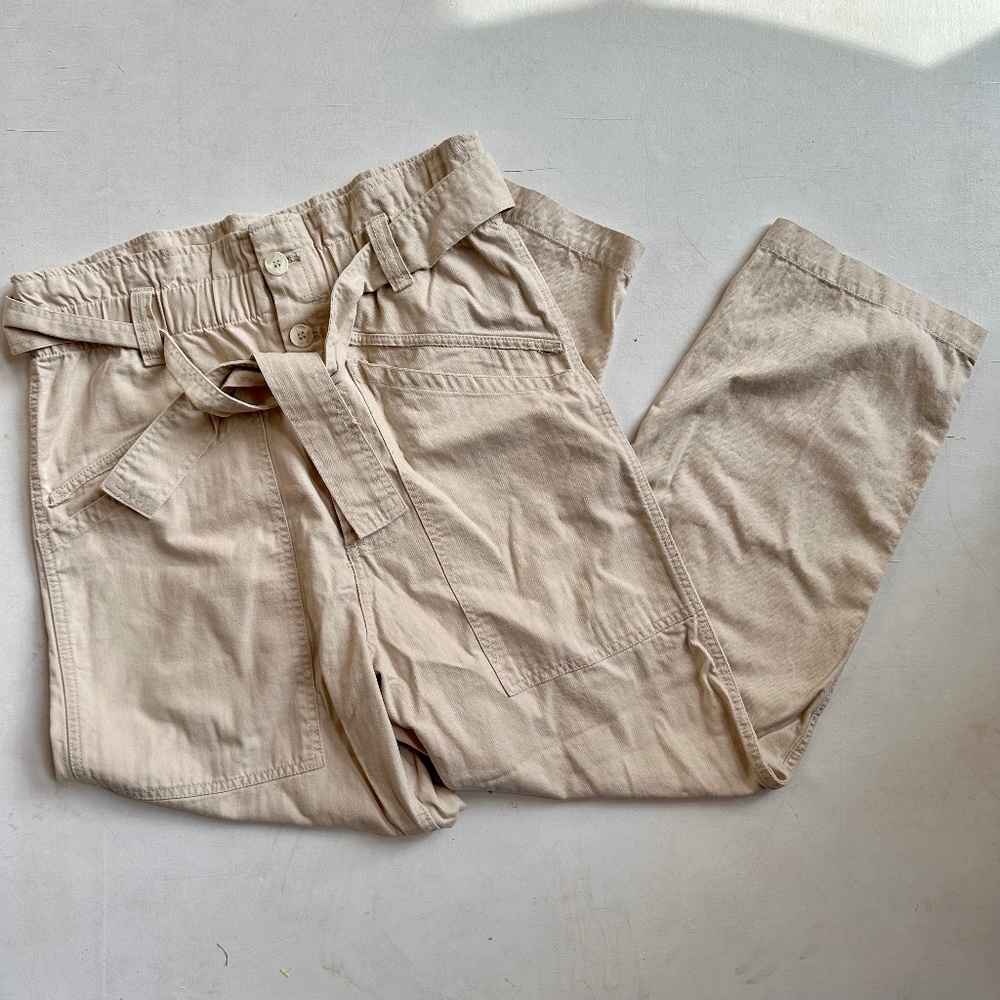Urban Outfitters BDG Cream High Waisted Paperbag Cargo Pants
